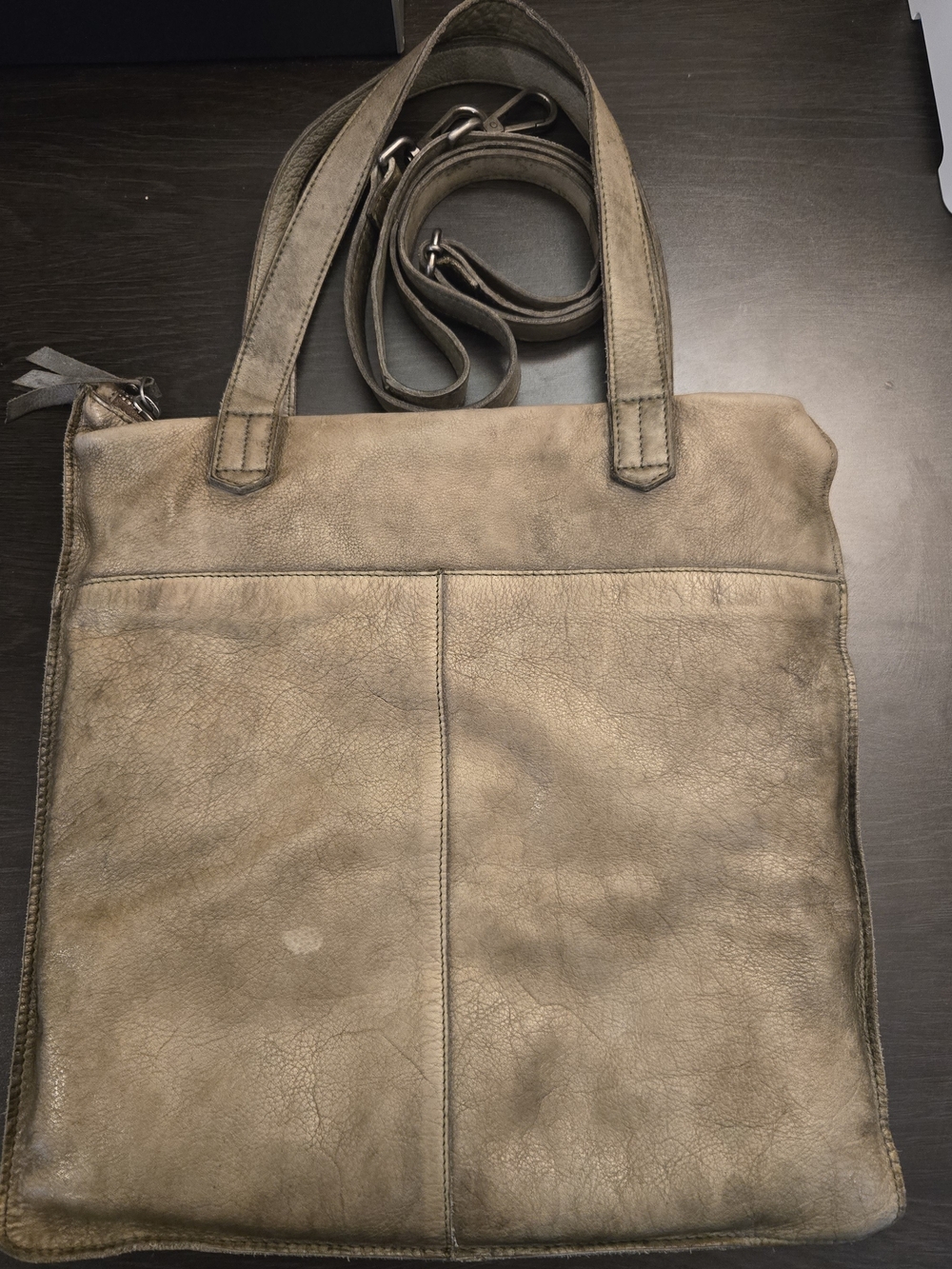 Latico Leather Lizzie Zippered Tote Bag With Adjustqble Strap Olive Green